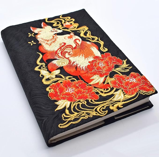 BLBMH Bookmark Book Covers for Paperbacks 5.5x8.5 Book Cover for Privacy Hardcover Adjustable Book Jacket for Soft Cover Books Fabric Softcover Protector for Women Book Lovers Gifts - Kitsune B 8.5in
