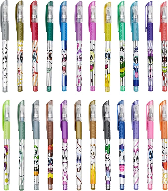 Scentos 24-Pack Scented Metallic Gel Pens for Kids – Non-Toxic Gel Ink for Drawing, Coloring & Journaling – Sweet Scents – Safe Art Supplies for Ages 3+