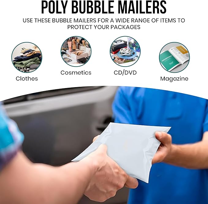 Levex - #0000 4" x 6" [150 Pack] Poly Bubble Mailers, Padded Envelope Mailers, Packing Envelope & Mailing Bags for Shipping