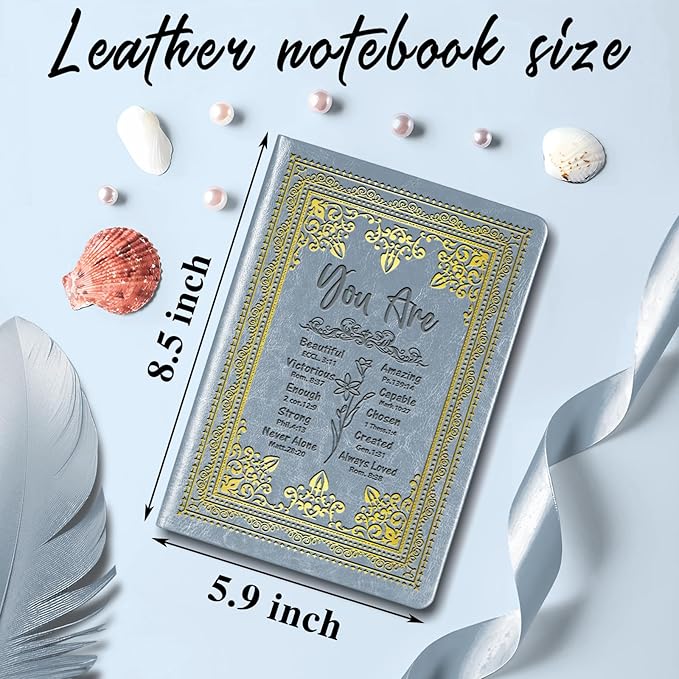 Grey A5 Lined Leather Journal Notebook,Inspirational Christian Gifts Hardcover Executive Notebooks for Men Women,200 Pages 100 Gsm Thick Ruled Paper Daily Diary for School,Family ,Friends,Work (You Beautiful Grey)