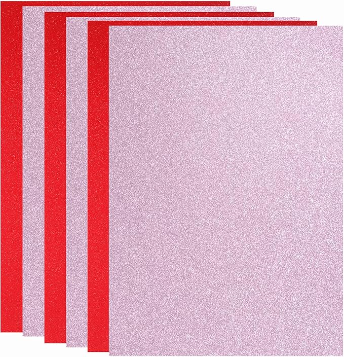 Baisunt 20 Sheets Valentine's Day Red and Pink Glitter Cardstock Paper for DIY Art Project, Scrapbook, Birthday Wedding Party Decoration 250GSM(8x12 In, Non Adhesive)