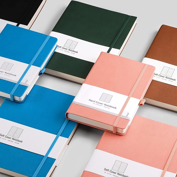 AHGXG 8.5''×11' Notebook College Ruled - Large A4 Notebook Lined Journal - 320 Pages Thick Journal for Writing, 100gsm Thick Paper, Leather Softcover, for Work School - Black