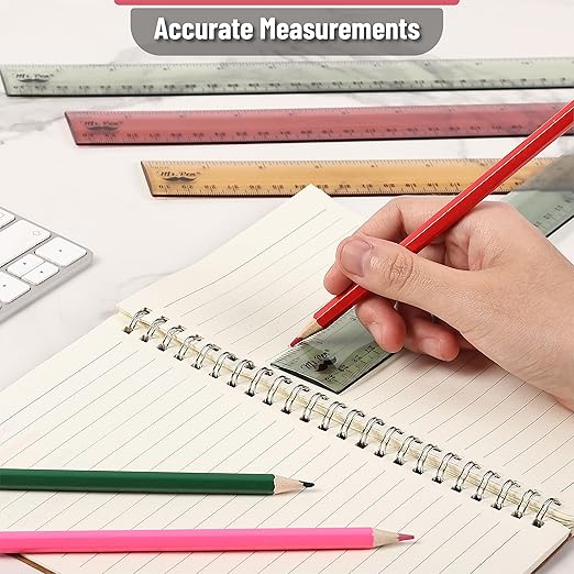 Mr. Pen- Ruler, 12 inch Ruler, 6 Pack, Vintage Colors, Clear Rulers 12 Inch, Rulers for School, Back to School Supplies