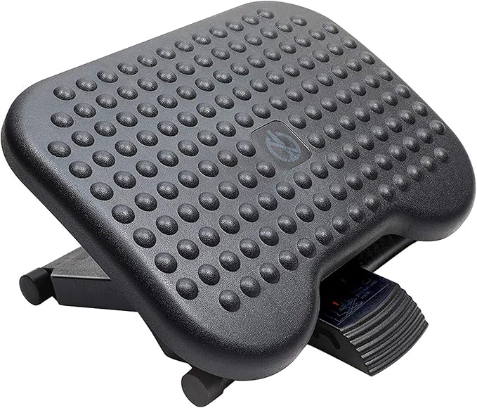 HUANUO Adjustable Under Desk Footrest, Foot Rest for Under Desk at Work with Massage, Foot Stool Under Desk with 3 Height Position & 30 Degree Tilt Angle Adjustment for Home, Office