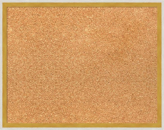 Amanti Art Natural Cork Board for Wall, 15x19 Vision Board with White Frame, Small Corkboard Office Decor for Home Organization, Modern Corkboard Pinboard to Display Items for Home Organization in