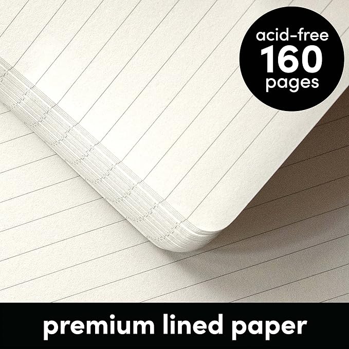 PAPERAGE Lined Pocket Journal Notebook, 3 Pack, (Yellow, Blush, Turquoise), 160 Pages, Small, 3.6 inches x 5.6 inches - 100 GSM Thick Paper, Hardcover
