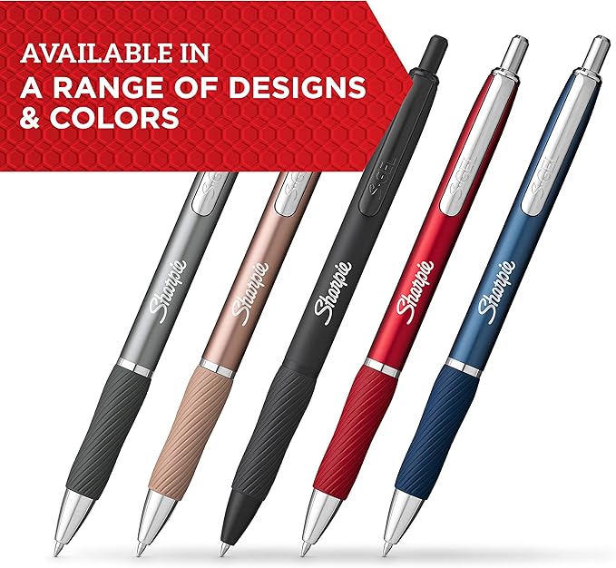 Sharpie S-Gel, Gel Pens, Sleek Metal Barrel, Matte Black, Medium Point (0.7mm), Black Ink, 4 Count