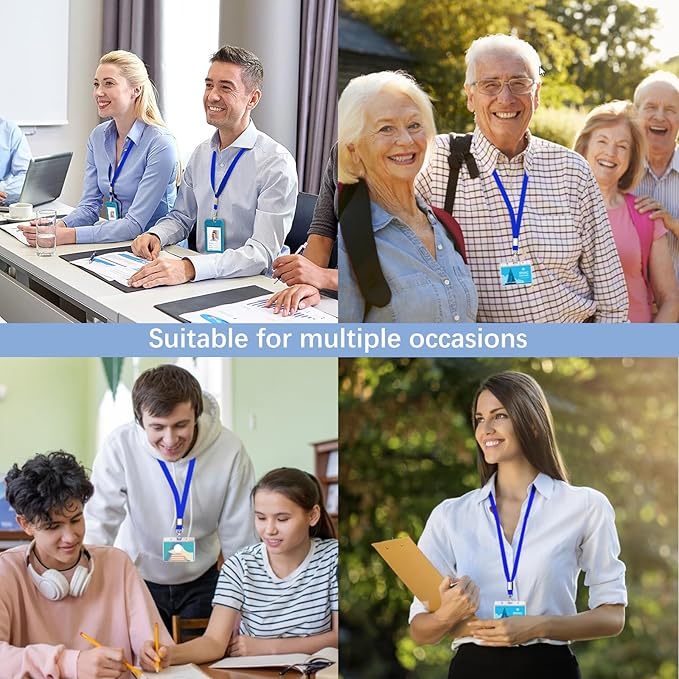 7 PCS Blue Lanyards for ID Badges, Keys, Cruise Ship Cards, Keychain, Soft Nylon Neck Lanyard with Clip, Badge Lanyard for Teacher, Kids, Men, Women