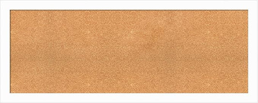 Amanti Art Natural Cork Board for Wall, 21x53 Vision Board with White Frame, Oversize Corkboard Office Decor for Home Organization, Casual Corkboard Pinboard to Display Items for Home Organization in