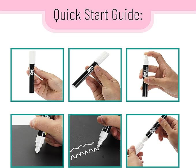 Mr. Pen- White Chalk Markers, 4 Pack, Dual Tip, 8 Assorted Colors, For Non-Porous Surfaces, Reversible Chisel and Bullet Tip