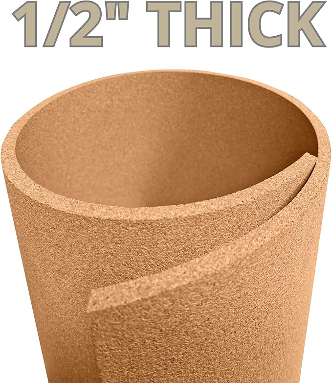 Manton Cork Premium Cork Roll - 4' x 5' x 1/2", 100% Natural Facing Grade Material for Bulletin Boards, Decorative Photo and Message Push Pin Displays - Perfect for Home, School, and Office