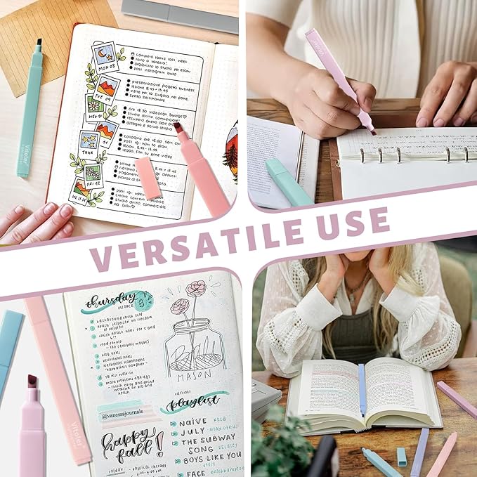 Pastel Highlighters,8pcs Bible Highlighters with Chisel Tip,Cute Markers Highlighter No Bleed,Bible High Lighters Assorted Colors for School Journaling