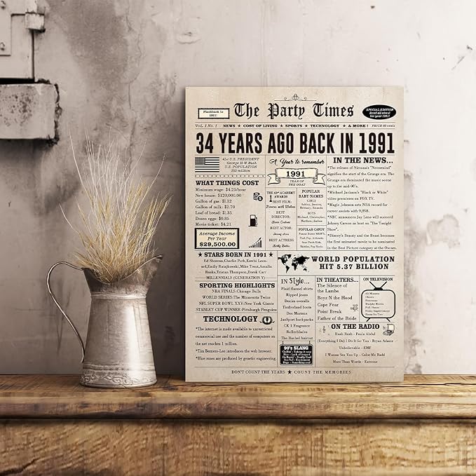 34th Birthday Card Gifts for Men Women, Large 34 Bday Gift Cards for Husband Wife, Happy 34 Year Old Birthday Decorations for Her Him