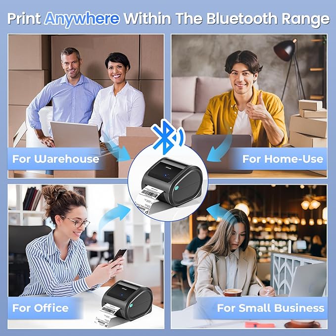 Bluetooth Thermal Label Printer 4x6 - D520BT Thermal Shipping Label Printer for Small Business, Wireless Label Printer with Built-in Label Holder, Compatible with USPS, Shopify