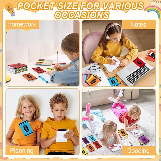 48 Pack Mini Crayon Notebooks Back to School Bulk Favor Crayons Pattern Small Journals Pocket Notepad Cute Notebook for Students Teacher Appreciation Gift First Day of School Classroom Prize 5x3 Inch