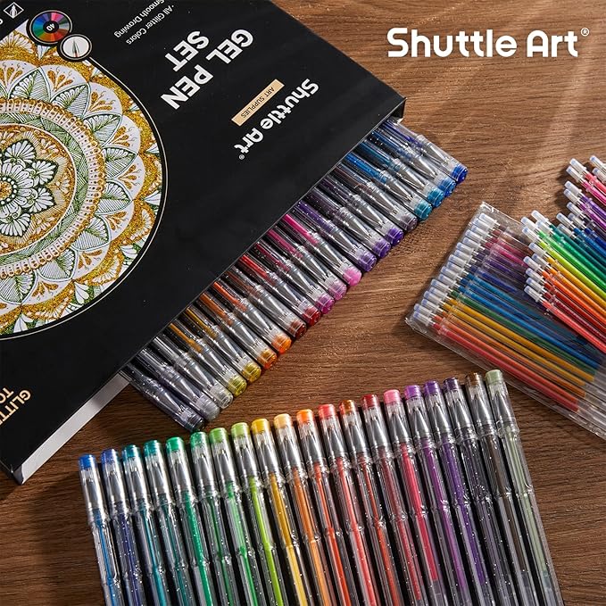 Shuttle Art 80 Pack Glitter Gel Pens, 40 Colors Glitter Gel Pens Set with 40 Refills for Adults Coloring Books Drawing Crafts Scrapbooking Journaling