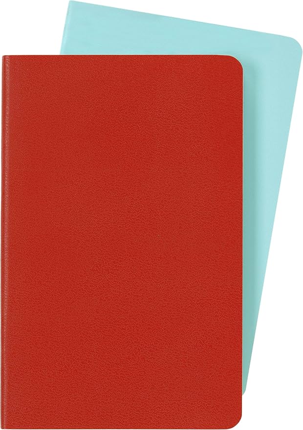 Moleskine Volant Journal, Soft Cover, Pocket (3.5" x 5.5") Ruled/Lined, Coral Orange/Aqua Blue, 80 Pages (Set of 2)