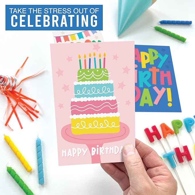 Hadley Designs 54 Happy Birthday Cards Bulk with Envelopes – Assorted Birthday Cards for Kids and Adults, Ideal for Personalization and Bulk Buyers (Colorful Doodle)