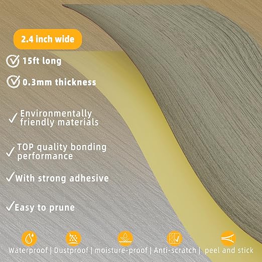 GSCIT Club Walnut Wood Tape, 2.4 inch X 15ft Self Adhesive Wood Grain Repair Tape Silver Walnut Repair Patch for Tables, Chairs, Baseboards, Doors, Windows, Floors