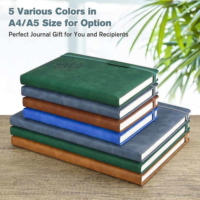 Notebook Journal for Women Men: Leather Journal for Writing, Hardcover College Ruled Journals Notebooks with Thick Paper, Large A4 Daily Journal for Travel, Diary, Gifts for Teens, 8.5"×11", Deepblue
