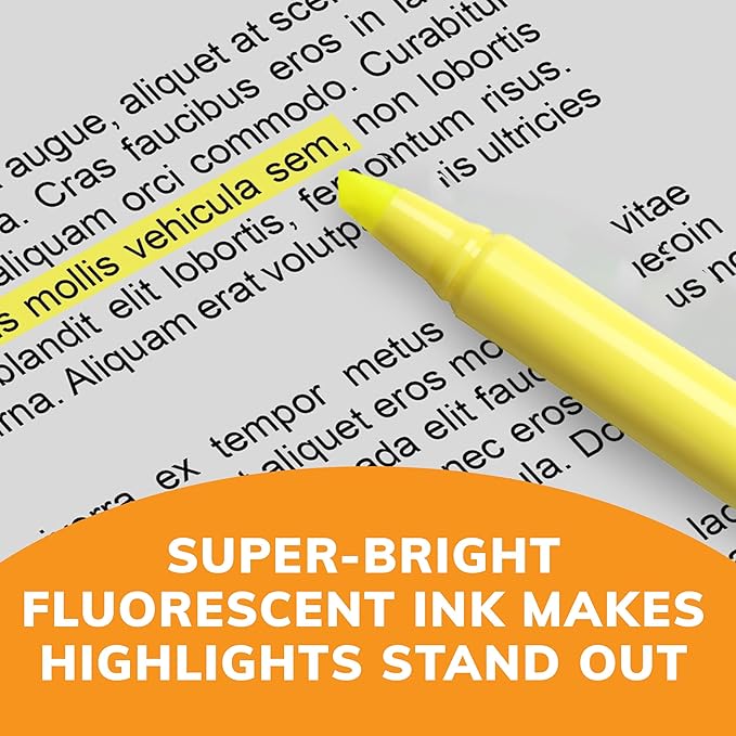 BIC Brite Liner Yellow Highlighters, Chisel Tip, 12-Count Pack of Yellow Highlighters, Ideal Highlighter Set for Organizing and Coloring