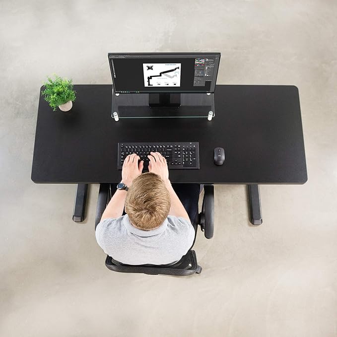 VIVO Black 60 x 24 inch Universal Solid One-Piece Table Top for Standard and Sit to Stand Height Adjustable Home and Office Desk Frames, DESK-TOP60B