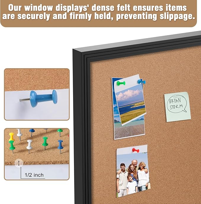 26"x20" Enclosed Bulletin Board, Outdoor Lockable Weather-Resistant Aluminum Cork Noticeboard for School & Office, Silver Frame w/Black Flet