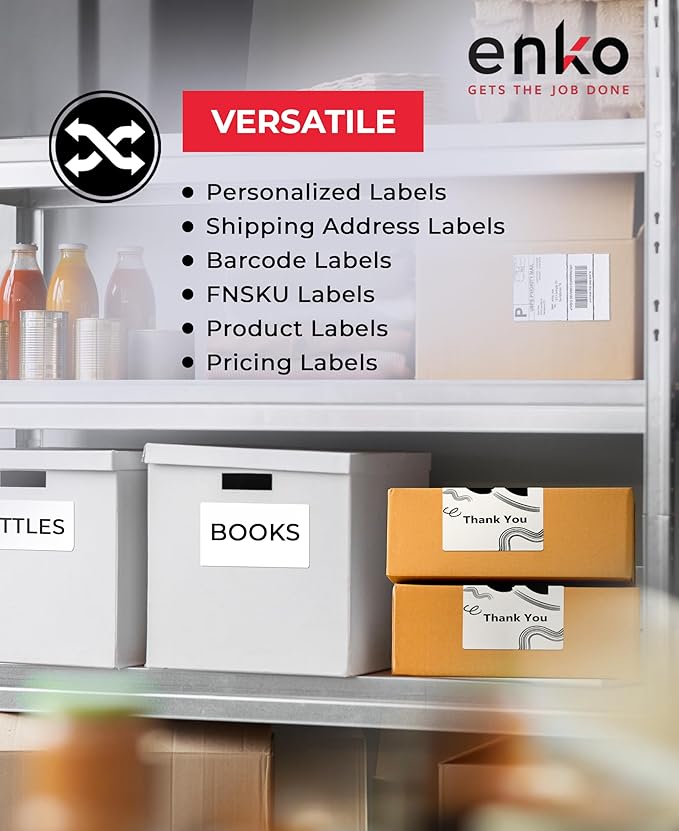enKo Compatible Zebra 4x6 Label and Dymo Labels 1744907 - (4" x 6") Address and Shipping Labels for Dymo Labelwriter 4XL Shipping, Zebra and Desktop Direct Thermal Printers (30 Rolls, 6,600 Labels)