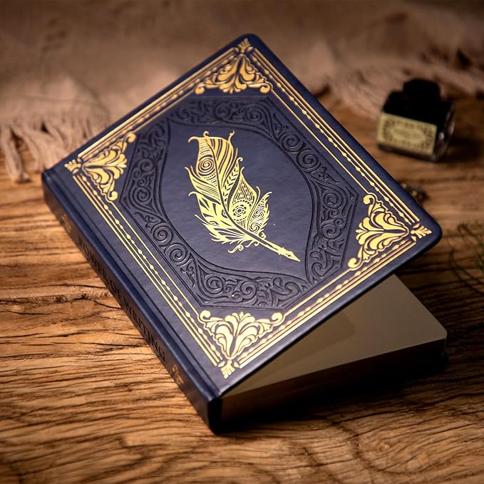 CAGIE 320 Pages Thick Hardcover Journaling Notebooks Vintage Leather Journal for Women Men A5 College Ruled Journals for Writing with Gift Box, 5.7 x 8.3 in, Blue