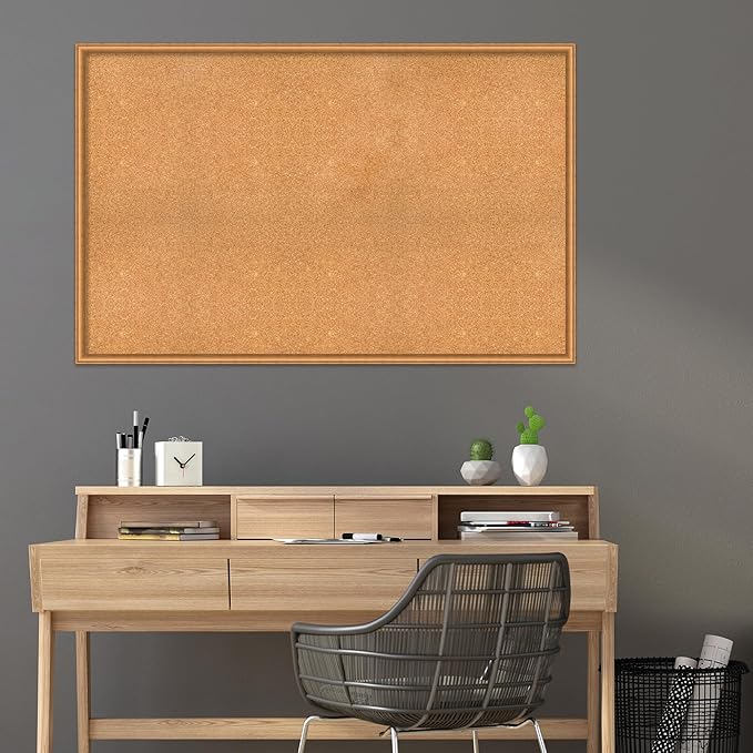 Amanti Art Natural Cork Board for Wall, 36x56 Vision Board with Bronze Frame, Oversize Corkboard Office Decor for Home Organization, Casual Corkboard Pinboard to Display Items for Home Organization