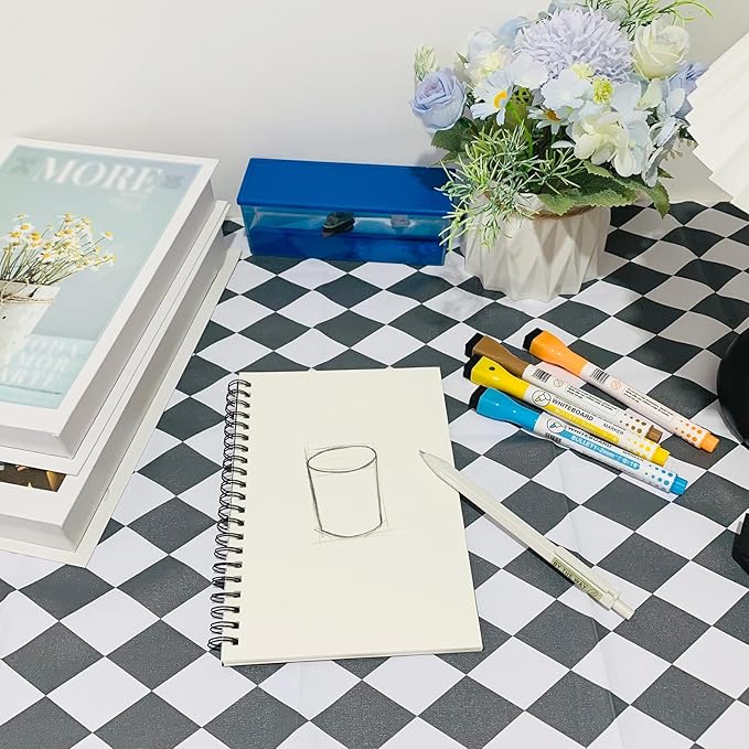 Blank Spiral Notebook, 3-Pack, Soft Cover, Sketch book, 100 Pages / 50 Sheets, 7.5 inch x 5.1 inch, 100GSM, (Black)