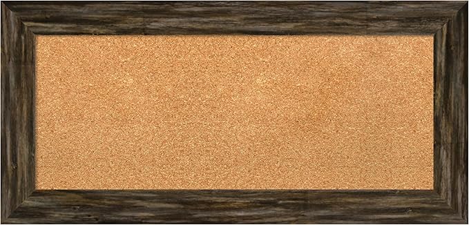 Amanti Art Natural Cork Board for Wall, 17x35 Vision Board with Brown Wood Frame, Medium Corkboard Office Decor for Home Organization, Country Rustic Corkboard Pinboard to Display Items for Home