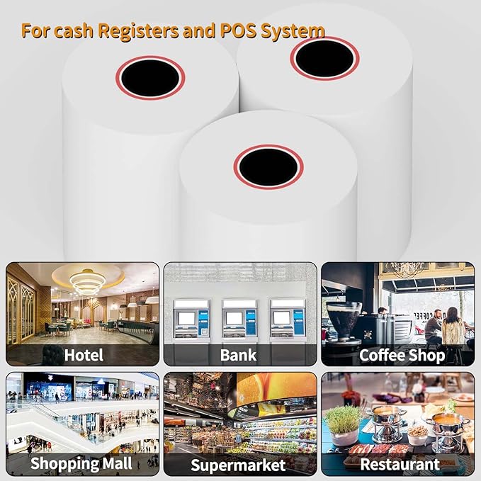 2 1/4''x 85' Thermal Receipt Paper, POS Thermal Paper, Cash Register Paper Rolls (300 Rolls)