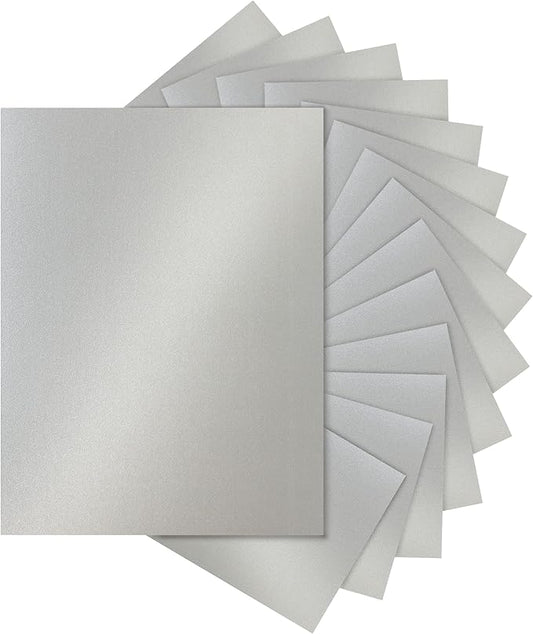 28 Sheets Shimmer Silver Cardstock 8.5 x 11 Metallic Paper, 250gsm/92lb Premium Heavyweight Card Stock for DIY Card Making, Greeting Cards, Wedding Invitations, Paper Crafting