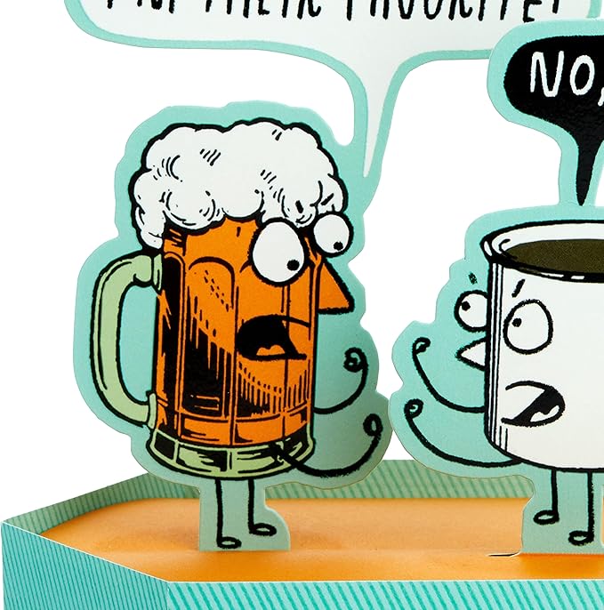 Hallmark Funny Pop Up Birthday Card for Him (Beer vs. Coffee) Paper Wonder Shoebox 3D Card