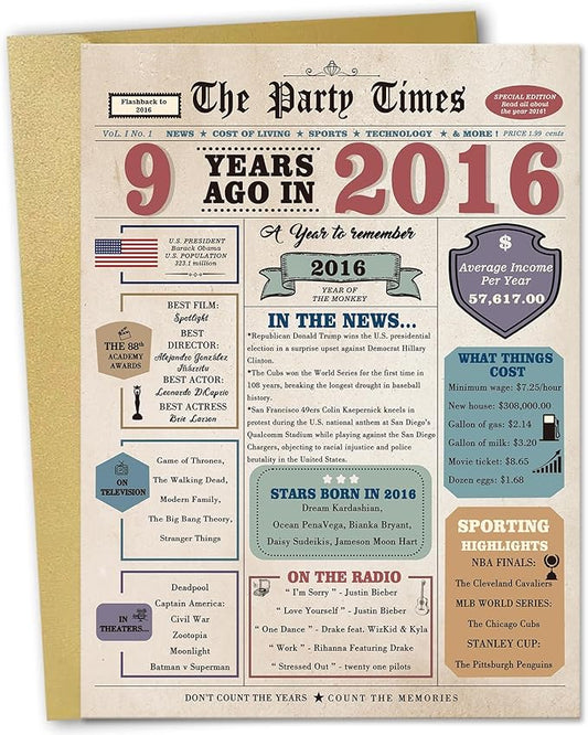 9th Birthday Card Gifts for Daughter Son, 9th Birthday Decorations for Boys Girls, Cute 9 Year Old Gift Cards