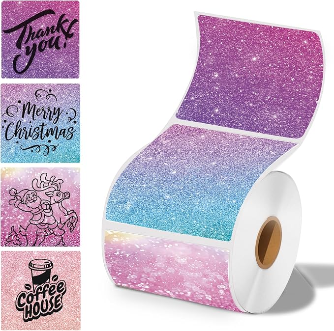 2inch Square Thermal Labels Self-Adhesive, 140 Sheets/Roll Printer Labels for Business and Home, Thermal Sticker for/Shipping/Packaging/DIY Logo Design/Thanks Card/Inventory