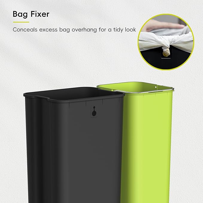 EKO EcoCasa Stainless Steel Dual Step Trash Can for Recycling, 30L+20L Rectangular Kitchen Trash Can, Independent Pedals and Lids, Soft Close and Fingerprint Resistant