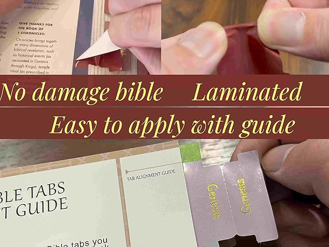 Thinkor Laminated & Repostion Bible Tabs, Gold Foil Large Print Christian Gift for Women and Men, Easy to Read and Apply Bible Journaling Tabs (Gold Earth Tone)