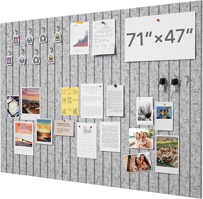 Soundsbay Large Cork Board, 71" x 47" Bulletin Board, 3 Pack Felt Wall Tiles Self-Adhesive, Pin Board for Walls Office Home Classroom Decor