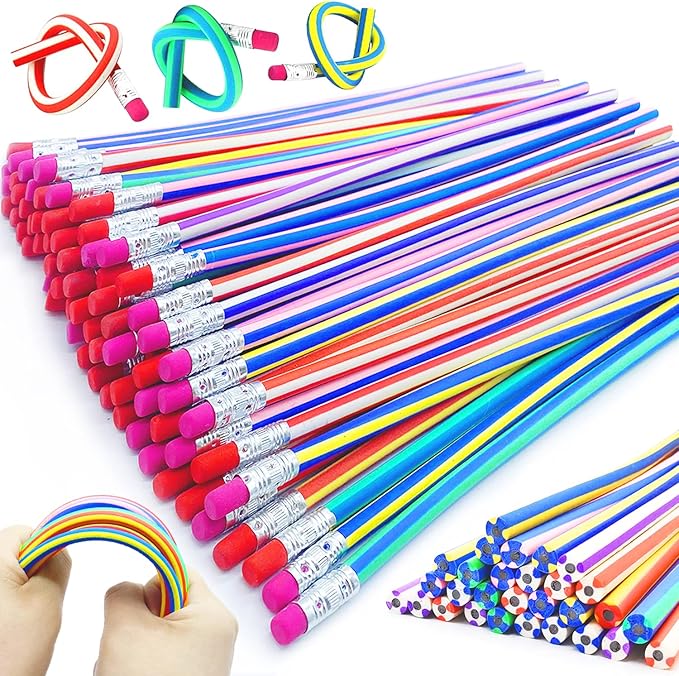 45 Pack Flexible Soft Pencil,7.1 Inch Magic Bend Pencils,Soft Novelty Pencil with Eraser for Kids Gift Students School Classroom Supplies