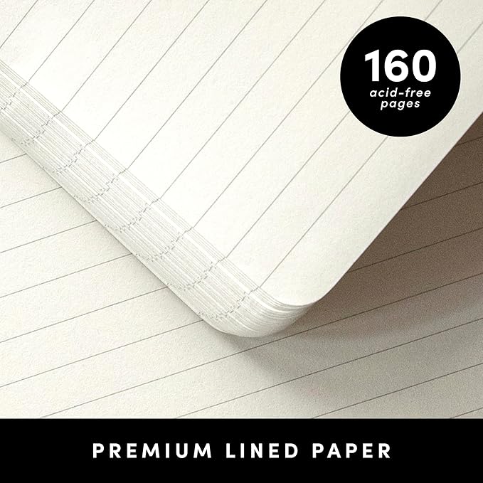 PAPERAGE Lined Journal Notebook, 3 Pack, (Coral, White, Sky Blue), 160 Pages, Medium 5.6 in x 8 in - 100 GSM Thick Paper – Hardcover Journaling Notebook for Work, School & Note Taking