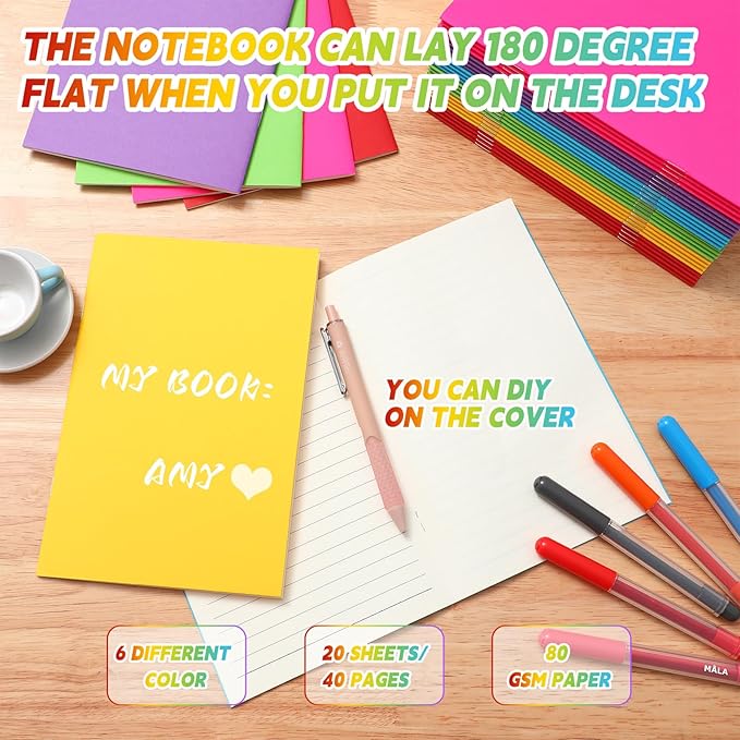 Gueevin 6 Pcs Blank Books for Kids to Write Stories Bulk Composition Notebooks Colorful Soft Cover Notebooks for Drawing Ruled Lined Journals Sketching Kindergarten Easter Gift (Classic Colors)