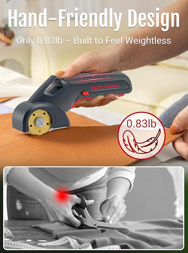 2025 NEW 4V Cordless Electric Scissors, Cardboard Cutter with 2 Titanium Blade, Safety Lock & Extra Blade, Rotary Cutter for Cardboard,Fabric,Plastic, Gifts for Men&Women - Light Grey