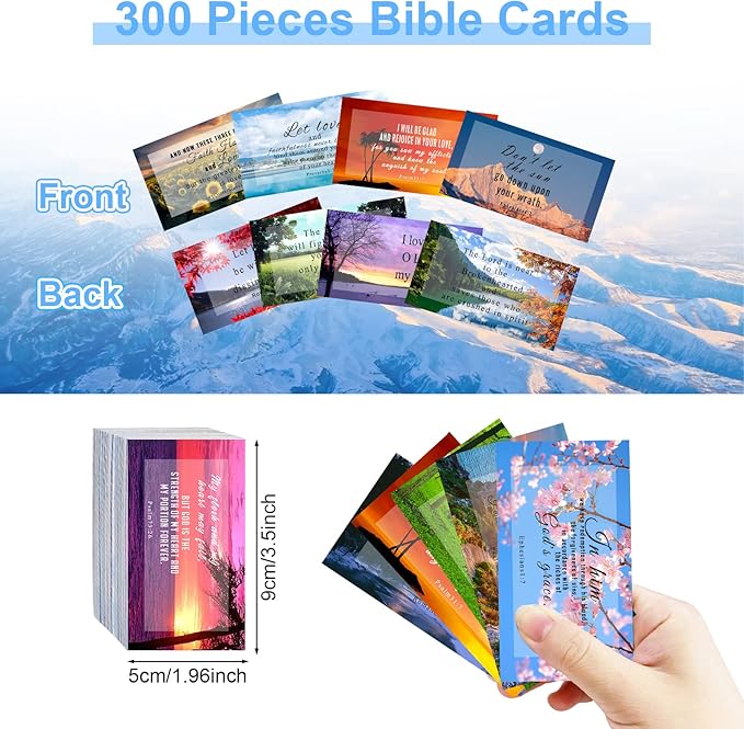 300 Pcs 50 Styles Prayer Cards Bible Verse Card Double-Side Scripture Inspirational Cards Motivational Encouraging Christian Cards for Women Men Mini Business Easter Religious Christian Gifts