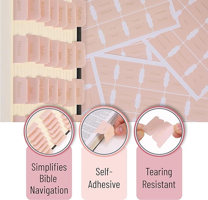 Mr. Pen- Bible Tabs, 75 Tabs, Metallic Gold Lettering, Laminated Bible Tabs for Women and Men, Bible Tabs for Study Bible, Bible Index Tabs, Bible Book Tabs, Bible Labels Tabs, Mr Pen Bible Tabs