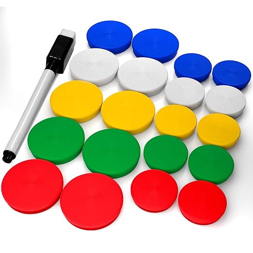 Refrigerator Magnets for Whiteboard, Fridge and Locker - Round Magnets for Classroom, Kitchen and Office - Fridge Magnets for Refrigerator 20 PCs