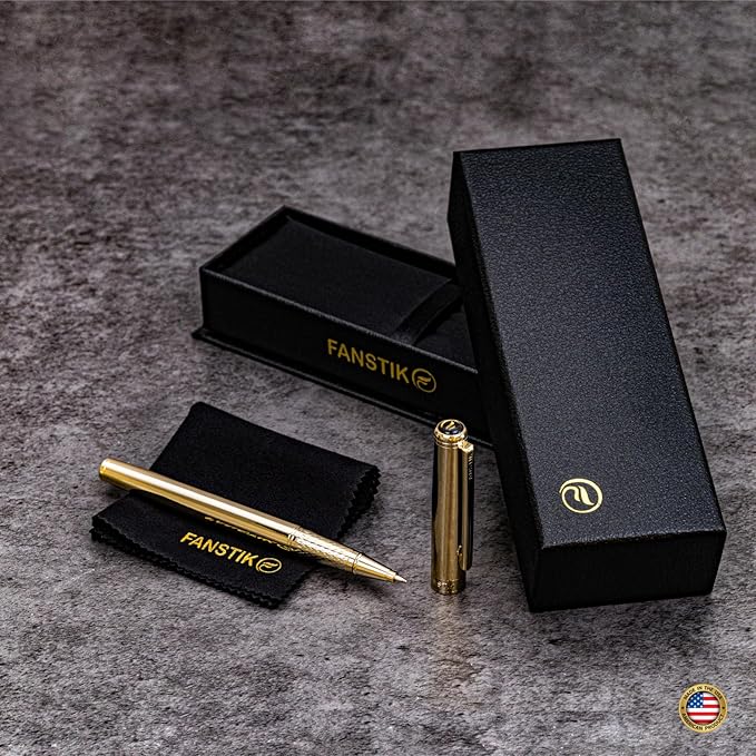 Gold Luxury Rollerball pen (Made In USA) fancy gift set for women, Real 24K Gold Plating, Professional executive pen gift set for men (Lux Rollerball Gld)