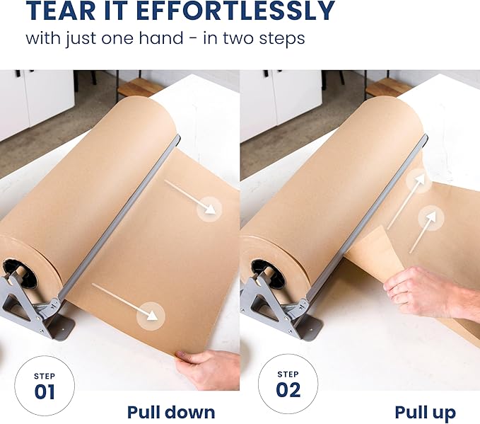 DIY Crew 12 Inch Paper Roll Dispenser and Cutter - Heavy-Duty Wall Mountable, Non Slip Tabletop - Kraft, Freezer, Butcher Paper - Up to 1000ft Rolls