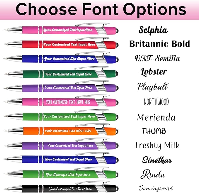 Personalized Ballpoint Pen 50 Custom Pens Free Engraved Bulk with Name Logo, Soft Black Ink Stylus with Touch Metal Office, Gift for Anniversaries, Graduations, Birthdays